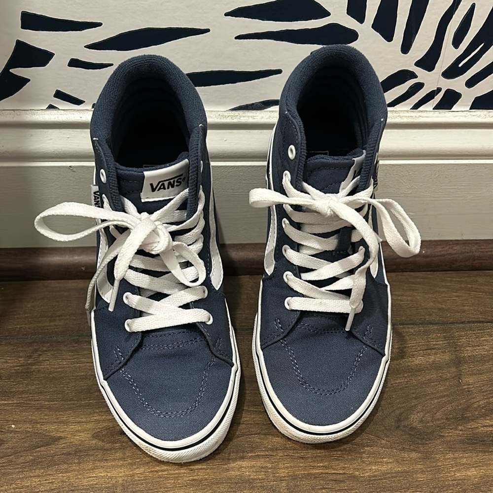 Blue Hightop Vans, missy size 3, used only once